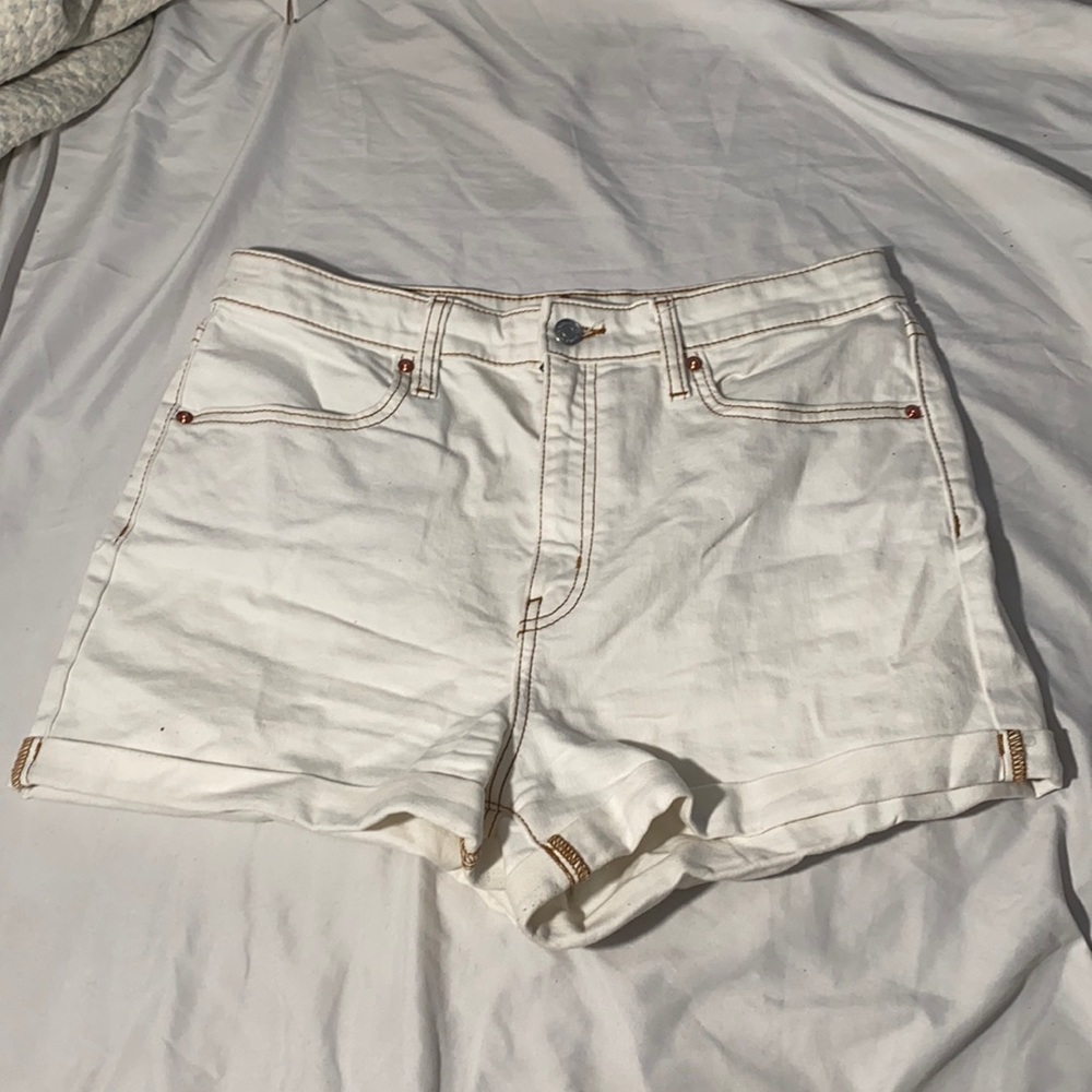 Off White shorts with a brown stitch